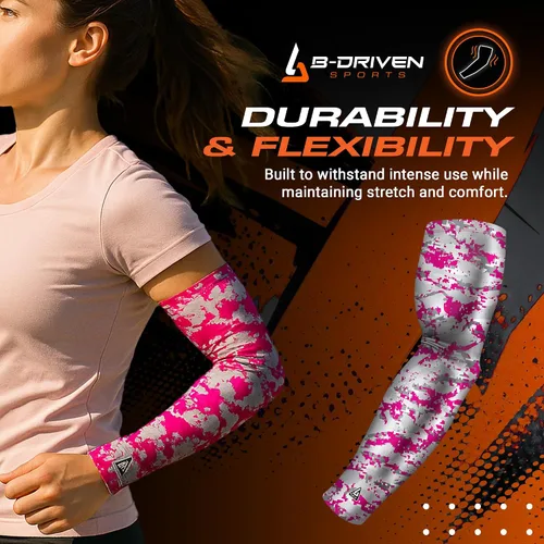 Vista 4 de B-Driven Pro-Fit Sports - Manga de compresión deportiva para hombres, mujeres y jóvenes, diseños de camuflaje, ayuda a la circulación y refrigeración