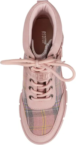 Vista 3 de REDTOP Botas de combate para mujer con suela de lengüeta gruesa, botas de tobillo con cordones y hebilla casual