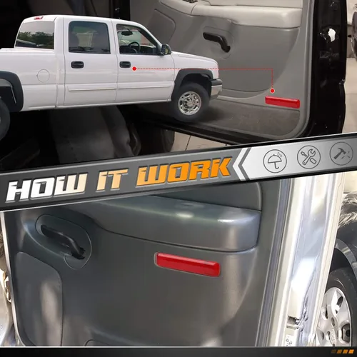 Vista 4 de Panel de moldura de puerta trasera, cubierta de luz reflectora roja izquierda y derecha, compatible con GMC Sierra 15183155 15183156 74367 74368