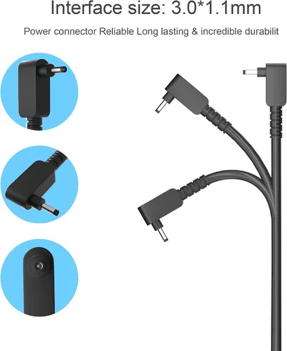 Vista 3 de Cargador para portátil de 45 W compatible con portátiles Acer Aspire 1 3 5 N20C5/N23C3/N23H1, ADP-45FE F, PA-1450-26; Cable de alimentación