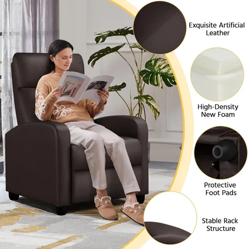 Vista 5 de Yaheetech Silla reclinable con 3 ángulos ajustables, color marrón (paquete de 2)