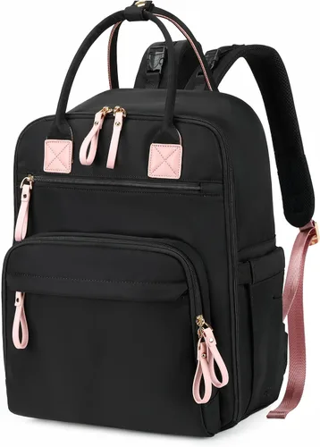Vista 14 de LORADI Mochila grande para pañales de 18 bolsillos con 4 bolsillos aislados y clips para cochecito, artículos esenciales para baby shower
