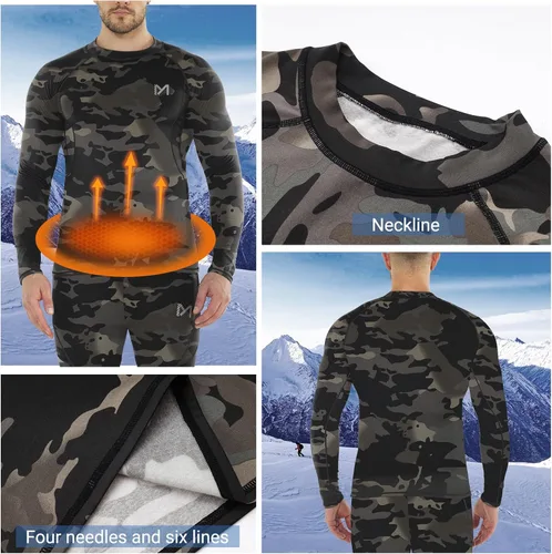 Vista 22 de MEETWEE Paquete de 4/5 camisas de compresión térmica para hombre, manga larga, forro polar, capa base, equipo de entrenamiento de invierno