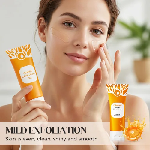 Vista 6 de Gel exfoliante naranja para cara y cuerpo, exfoliante de limpieza profunda y suavizante, exfoliante facial con enzimas naturales, elimina suavemente