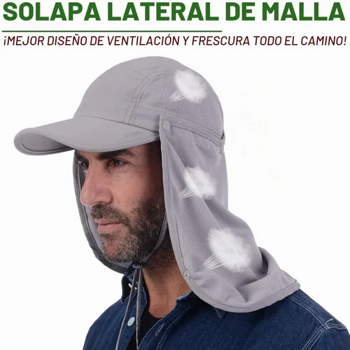 Vista 4 de USHAKE Gorra de béisbol para pesca con solapa para el cuello
