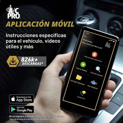 Vista 6 de A/C Pro Smart Charge Bluetooth - Medidor y manguera de refrigerante R-134a, herramienta de recarga de aire acondicionado para automóvil, diagnóstico