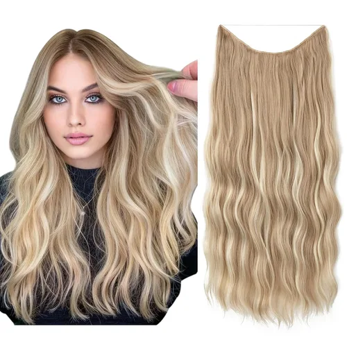 Vista 19 de SARLA Extensión de Cabello con Alambre Invisible con 3 Clips Pieza de Cabello Sintética Corta de Ondas de Playa Diadema Transparente Ajustable