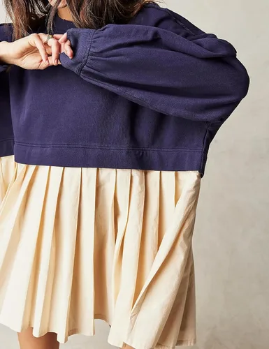 Vista 3 de Sudadera para mujer, minivestido de manga larga de gran tamaño, sin botones, sudaderas y vestidos
