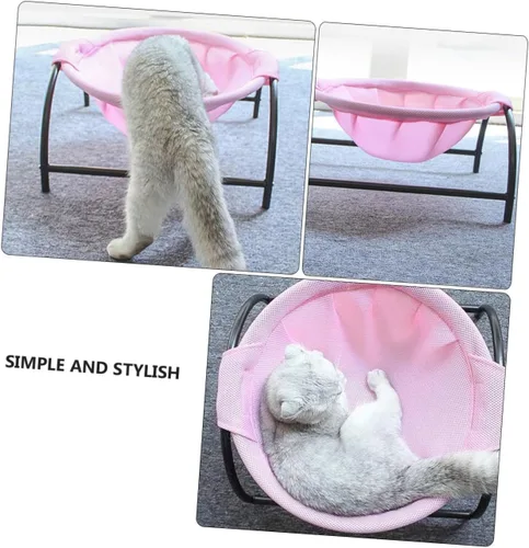Vista 9 de Mikikit Hamaca transpirable para gatos, marco de hierro extraíble para gatos y perros pequeños, fácil de limpiar y mantener