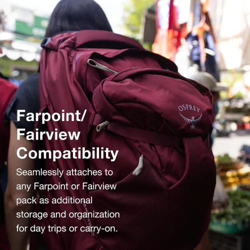 Vista 6 de Osprey Farpoint Fairview - Mochila de viaje unisex, color rojo circón