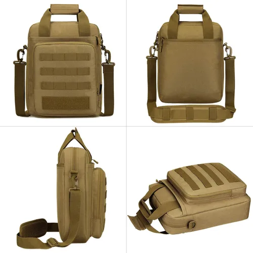 Vista 6 de CamGo Maletín táctico resistente bolso de mensajero de hombro militar ligero para hombre Marrón