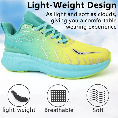 Vista 3 de Tenis acolchados para caminar y correr para hombre, suela gruesa, peso ligero y transpirable para correr todos los días, entrenamiento, atletismo