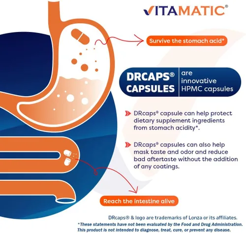 Vista 7 de Vitamatic Lactobacillus Gasseri - 12 mil millones por cápsula DR - 60 unidades - Soporte digestivo - Fabricado con fibra prebiótica de inulina