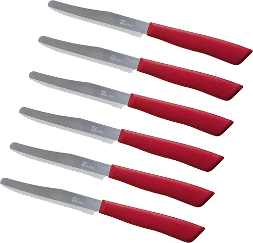 Vista 11 de Tredoni Juego de 6 cuchillos de cocina - Hoja dentada de 4.3", punta Celeste