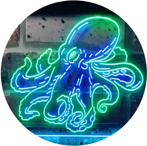 Vista 20 de ADVPRO Octopus Ocean Display Room Dual Color LED Neon Sign Azul y Rojo 12 x 8 pulgadas st6s32-i3734-br