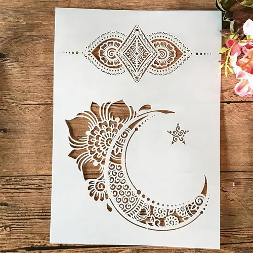 Vista 16 de TIAMECH Plantilla A4 reutilizable de líneas de símbolos pequeños para pintar, plantilla de capas de textura de cuadrícula, arte de pared