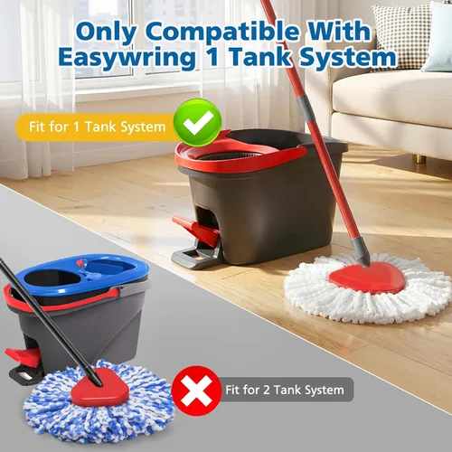 Vista 2 de Cabezal de repuesto para trapeador giratorio compatible con el sistema O Ceda EasyWring de 1 tanque, 2 cabezales de trapeador giratorio