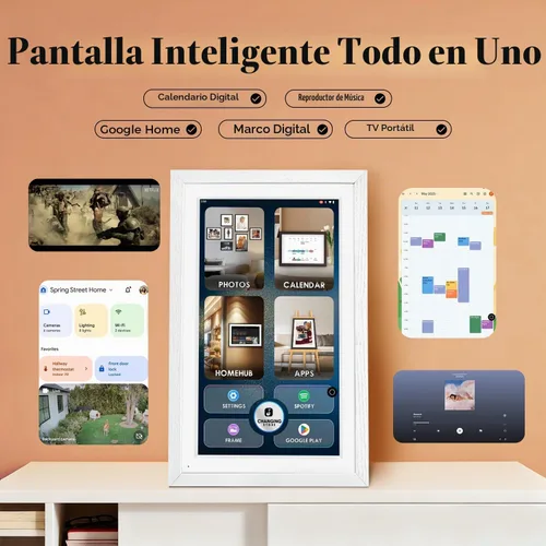 Vista 2 de Pantalla inteligente de 15.6" con Google Calendar, Google Play, sin suscripción, color blanco Madera blanca de 15.6 pulgadas