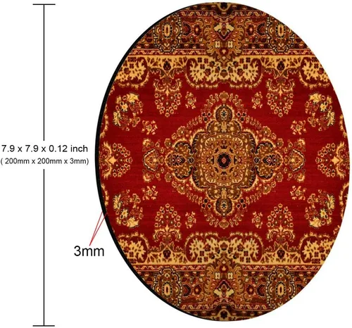 Vista 2 de Smooffly Alfombrilla circular para mouse, alfombrilla de mouse roja, alfombra persa, accesorios de escritorio, alfombrilla de mouse redonda