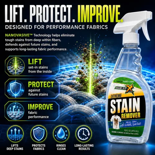 Vista 7 de SWEAT X Extreme Spray Quitamanchas para Ropa - Spray Quitamanchas Profesional para Lavandería para Telas de Alto Rendimiento y Ropa Deportiva