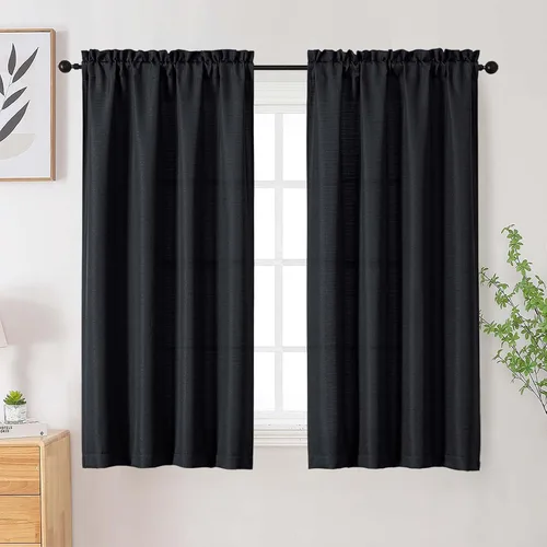 Vista 11 de Cortinas de lino para dormitorio y sala de estar de 96 pulgadas de largo, juego de 2 paneles, con bolsillo para cortinero, filtrado de luz, textura