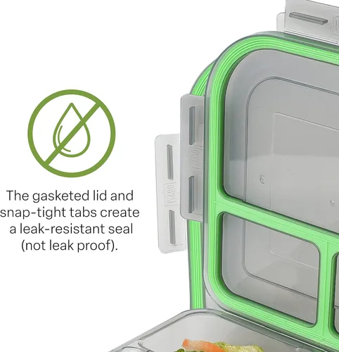 Vista 5 de MyGo Container - Contenedor pequeño de 3 compartimentos para llevar, 8" x 8" x 2-1/2", reutilizable, apto para microondas, certificado NSF