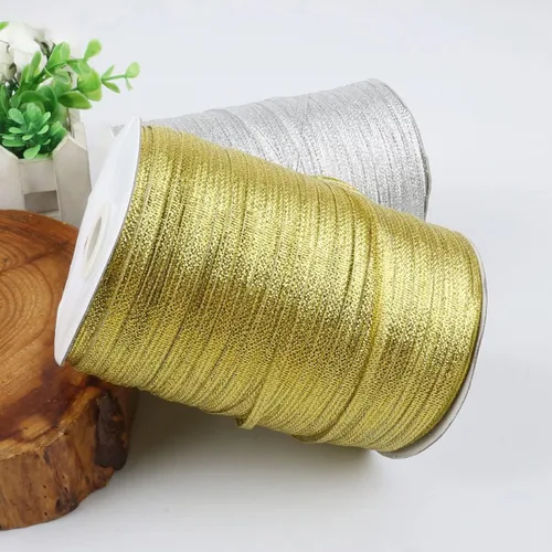 Vista 5 de ECYC 2 cintas metálicas con purpurina de 20 yardas de 1/8 pulgadas (0.118 in), cinta decorativa para envolver regalos para manualidades, boda, Azul