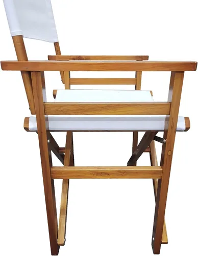 Vista 4 de 2-Piece Set of White Wood Canvas Folding Chairs - Natural Populus Wood, Foldable Design & Sturdy Construction, Breathable Seat for Comfort, Easy to