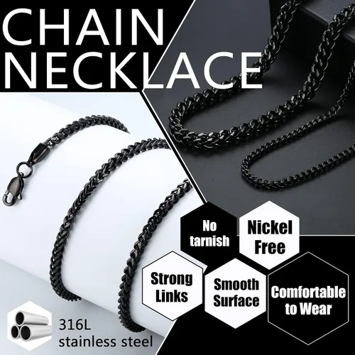 Vista 3 de FIBO STEEL 3-6 mm, collar de acero inoxidable estilo punk para hombres, 20-36 pulgadas