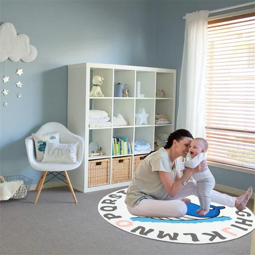Vista 5 de Helthep ABC - Alfombra de guardería ABC, ultra suave, para dormitorio de niños, sala de juegos, antideslizante, no se desprende, alfombra lavable