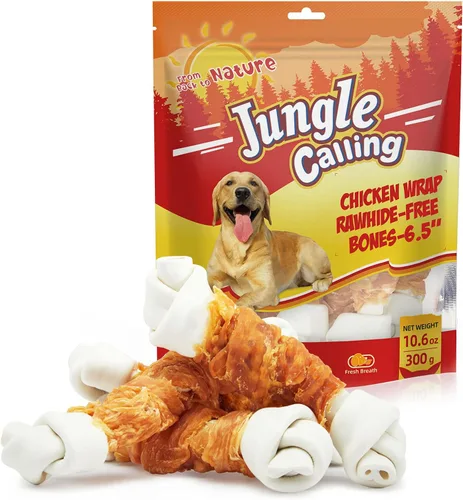 Vista 11 de Jungle Calling - Golosinas para perros con mantequilla de maní, huesos sin cuero crudo para perros pequeños Easy to Digest, Dental Puppy Chews