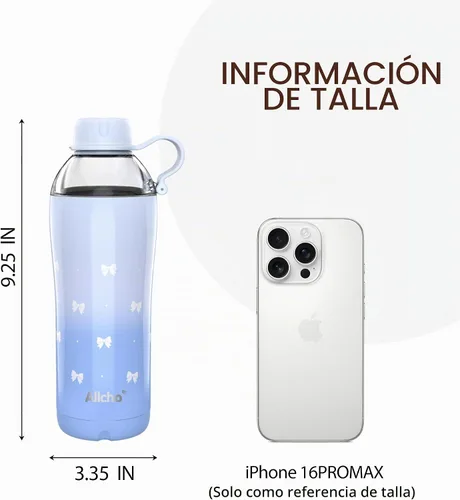 Vista 2 de Bow - Botella de agua aislada para mujeres, botellas de agua de acero inoxidable de 18 oz, de doble pared, 2 tapas (para beber y vaso) - Hidrata