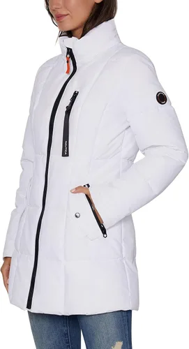 Vista 2 de Nautica Chaqueta acolchada pesada para mujer con capucha forrada de piel sintética