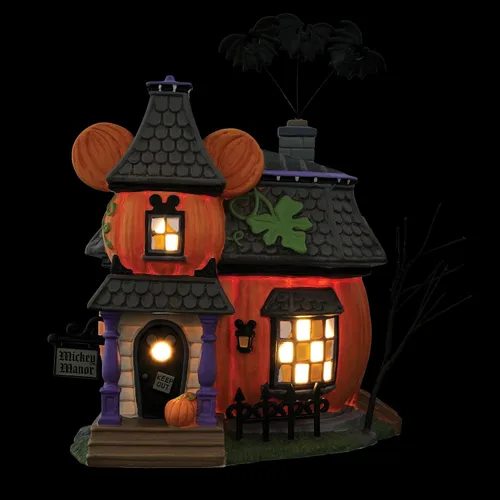 Vista 2 de Department 56 Disney Halloween Village Mickey's Pumpkintown Haunted Manor - Edificio iluminado, 6.81 pulgadas, multicolor