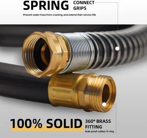 Vista 2 de Wiseflow Leader Hose Manguera de agua resistente de 3 x 5/8 pulgadas con accesorios de latón macho a hembra, extensor de manguera corta para carrete