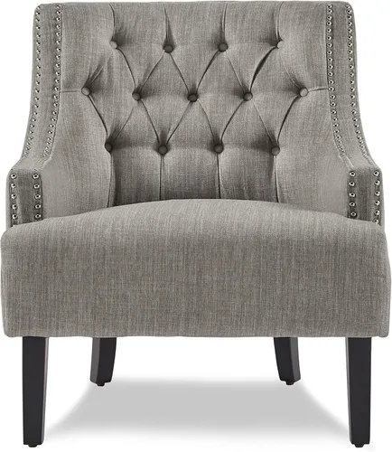 Vista 4 de Lexicon Amory - Silla decorativa de tela, color gris pardo gris topo