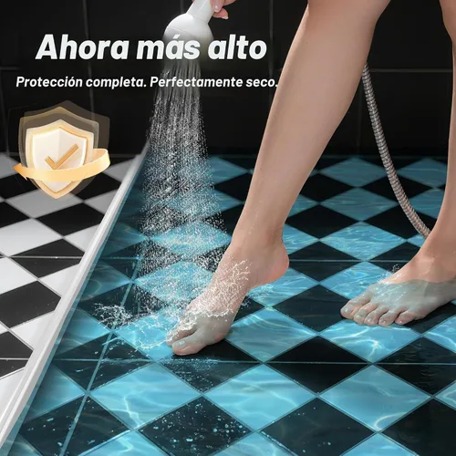 Vista 3 de Umbral de ducha de 39", represa de agua de ducha de silicona, protector de agua de ducha colapsible, sello inferior de puerta de ducha, protector