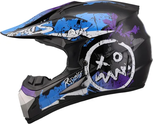 Vista 8 de Casco OUMURS DOT para ATV de todoterreno con gafas, guantes y mascarilla, con visera solar ajustable para motocicleta, para adultos, todoterreno
