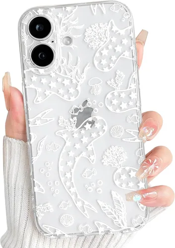 Vista 121 de NITITOP Funda para iPhone 13 Clear Sea Animal - Pez negro Pescado Negro