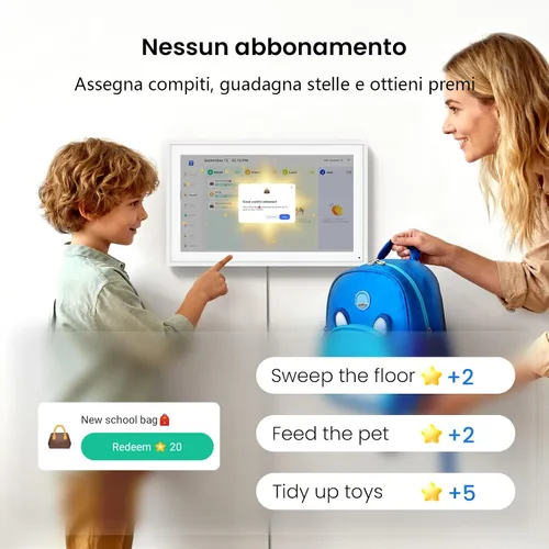 Vista 4 de Calendario digital de planificación programada, tabla de tareas y recompensas para padres e hijos, 1920 x 1080P, pantalla táctil interactiva Full