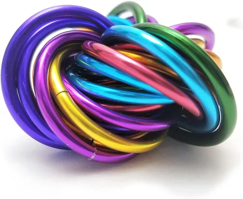 Vista 13 de Bola Fidget Möbii (MultiColor): Herramienta de juguete silenciosa para aliviar el estrés, ansiedad y estimular el ADHD para el hogar, viajes Cromo