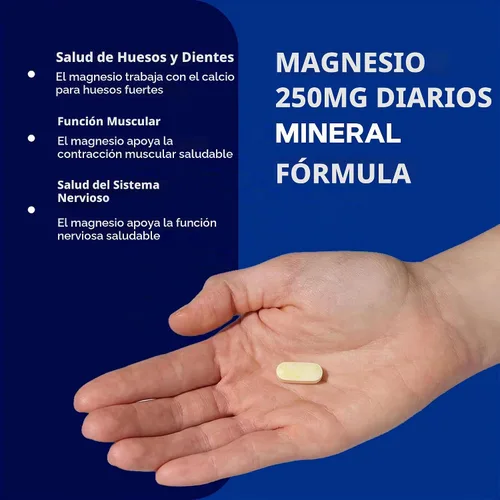 Vista 4 de GNC Magnesio 250 mg, mineral esencial, apoyo muscular, 90 tabletas