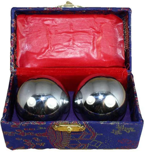 Vista 9 de Denpetec 2 bolas de baoding chinas, para ejercicio, salud, estrés, con caja, meditación, masaje, balonmano