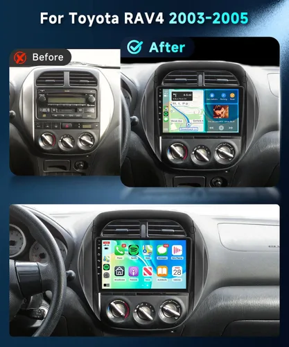 Vista 2 de Estéreo de coche Android 15 para Toyota RAV4 2003 2004 2005 con CarPlay inalámbrico Android Auto podofo 9 inch Touch Screen Bluetooth Car Radio