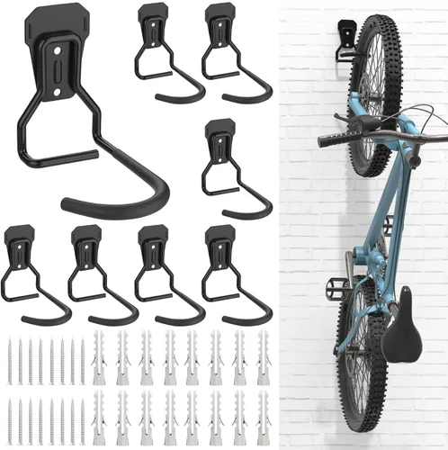 Vista 11 de Housolution Soporte de pared para bicicleta con gancho fijo, [paquete de 2] Estante de almacenamiento para bicicletas Soporte vertical para garaje