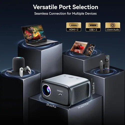 Vista 9 de 【Compatible con 1200 ANSI/4K/licencia de Netflix】Proyector inteligente con WiFi y Bluetooth, cine en casa con enfoque automático AI y Keystone