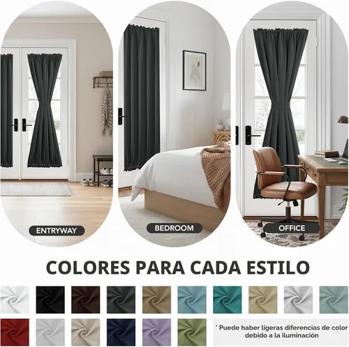 Vista 9 de Deconovo - Cortinas opacas para puerta francesa para ventana de puerta Gris oscuro