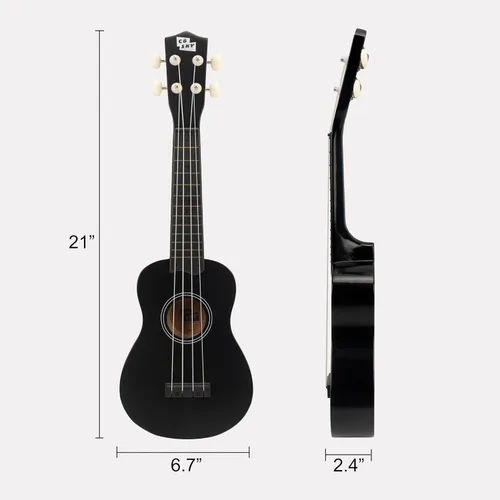 Vista 4 de Ukelele soprano 21"/53cm para niños, principiantes y estudiantes (negro)