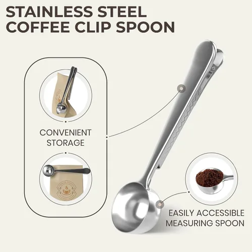 Vista 8 de Cafe Du Chateau Moka Pot Espresso Maker - Hace 6 tazas de espresso - Percolador de café con cuchara medidora de clip - Cafetera cubana e italiana