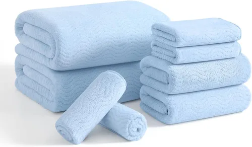Vista 20 de Juego de toallas de baño de 8 piezas 2 toallas de baño grandes de gran tamaño, 2 toallas de mano y 4 paños Juego de toallas de baño ultrasuaves